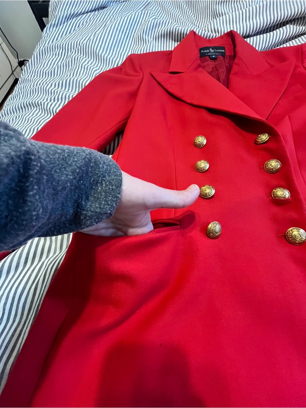 Ralph Lauren Red Double-Breasted Blazer with Gold Buttons - Picture 5 of 7